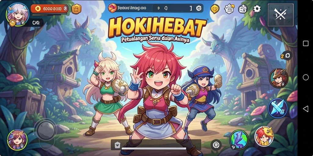 Gameplay HOKIHEBAT yang penuh aksi dengan karakter anime ikonik.