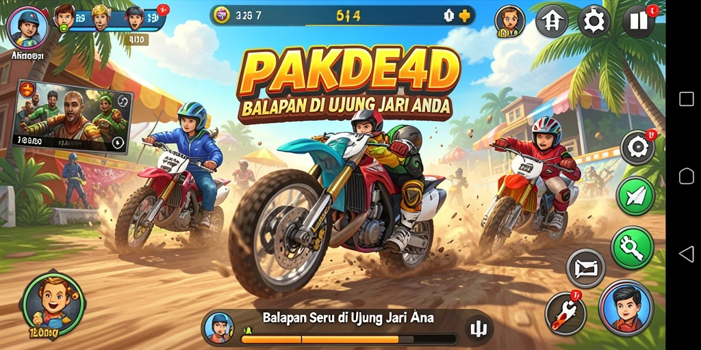 Tampilan gameplay seru dari PAKDE4D yang menunjukkan aksi balapan.