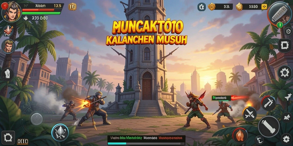Tampilan gameplay seru di PUNCAKTOTO dengan menara bertahan.
